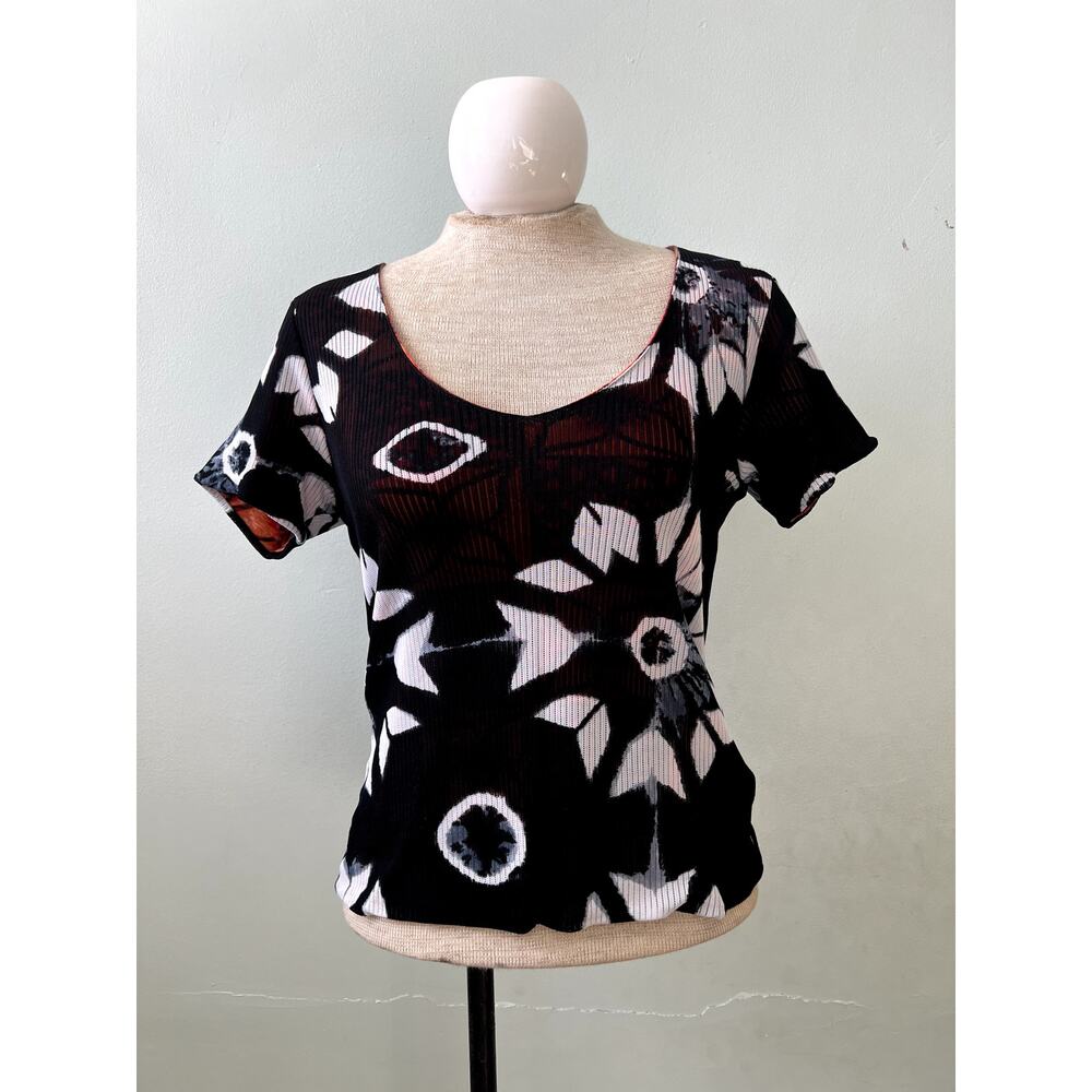 Y2K Custo Barcelona Short Sleeve Graphic Top - Size 3